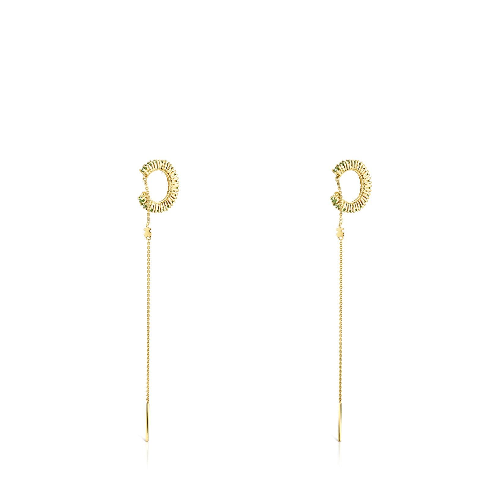 Pendientes earcuff de plata vermeil y cromodiópsido TOUS Straight