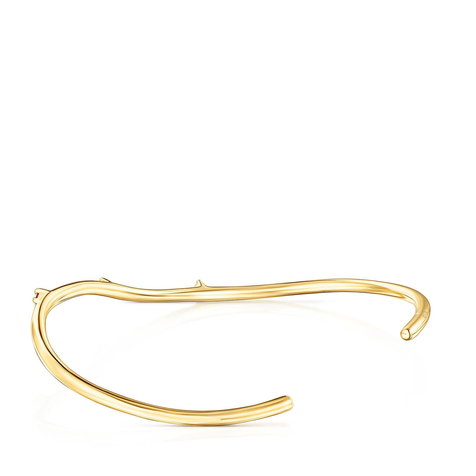 Pulsera oval con baño de oro 18 kt sobre plata y gemas Magic Nature