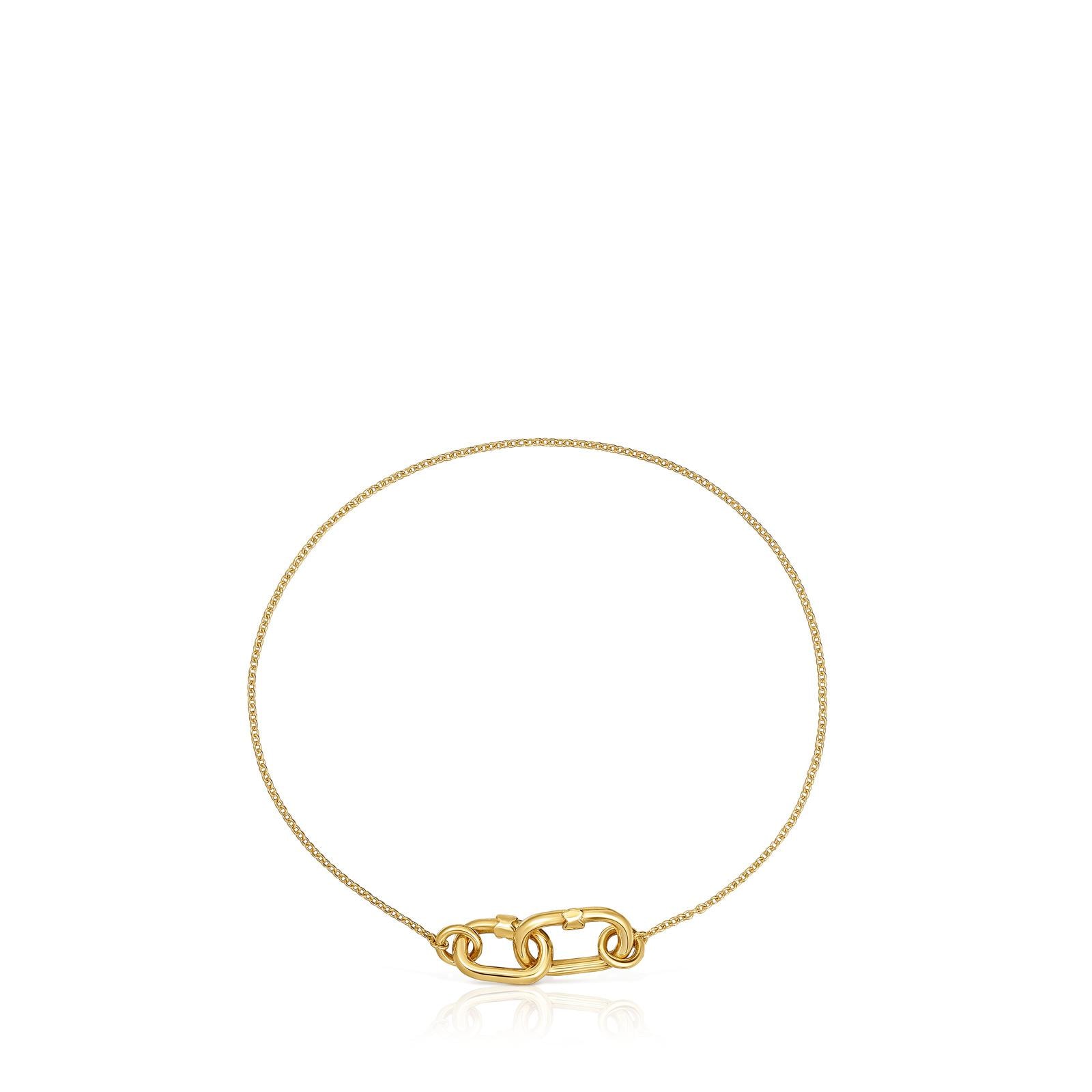 Pulsera cadena de oro doble Hold Oval