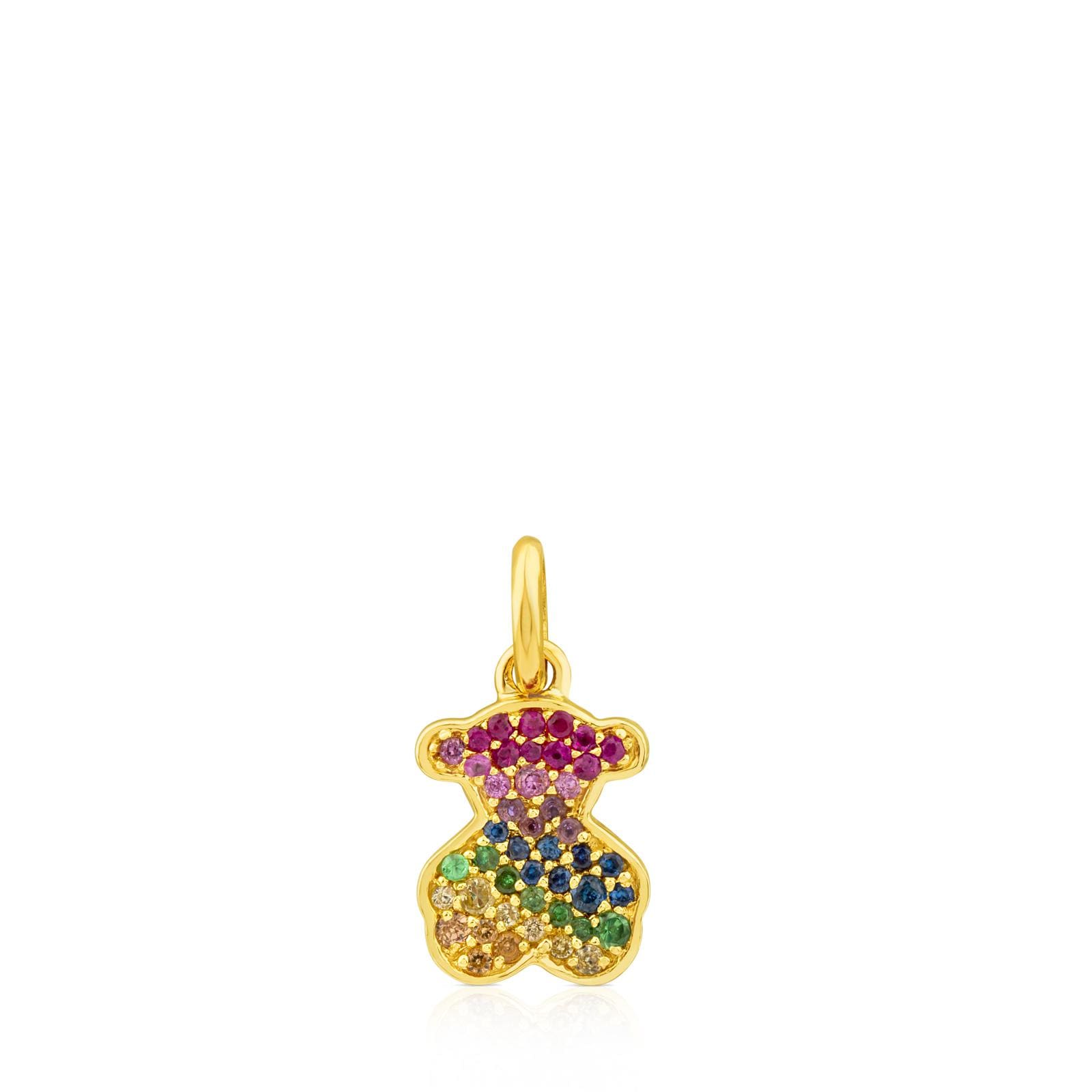 Colgante de oro con zafiros multicolor motivo oso Icon Gems