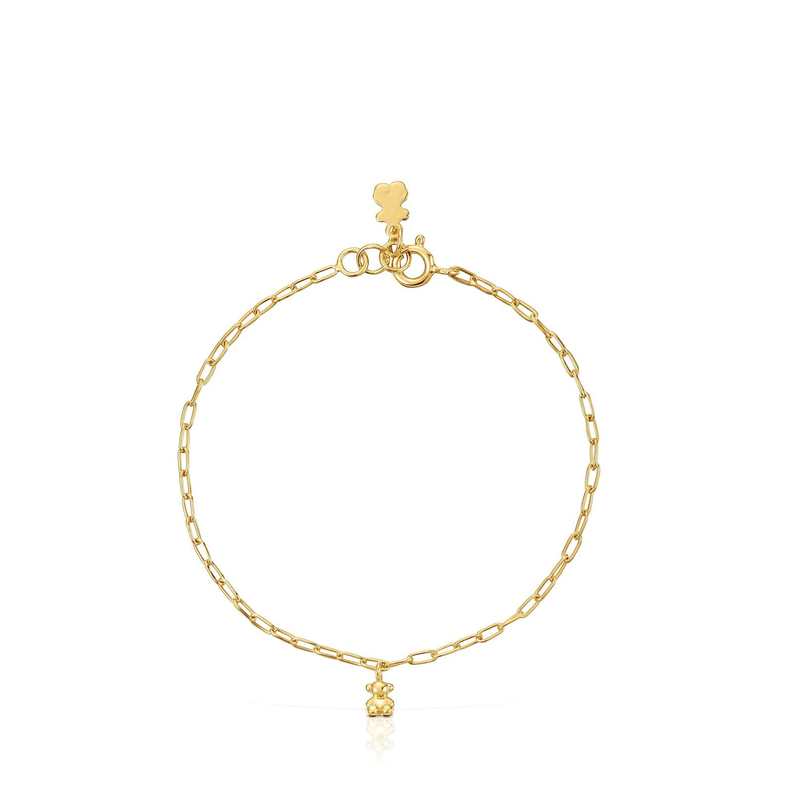 Pulsera cadena con baño de oro 18 kt sobre plata y anillas ovales Bold Bear