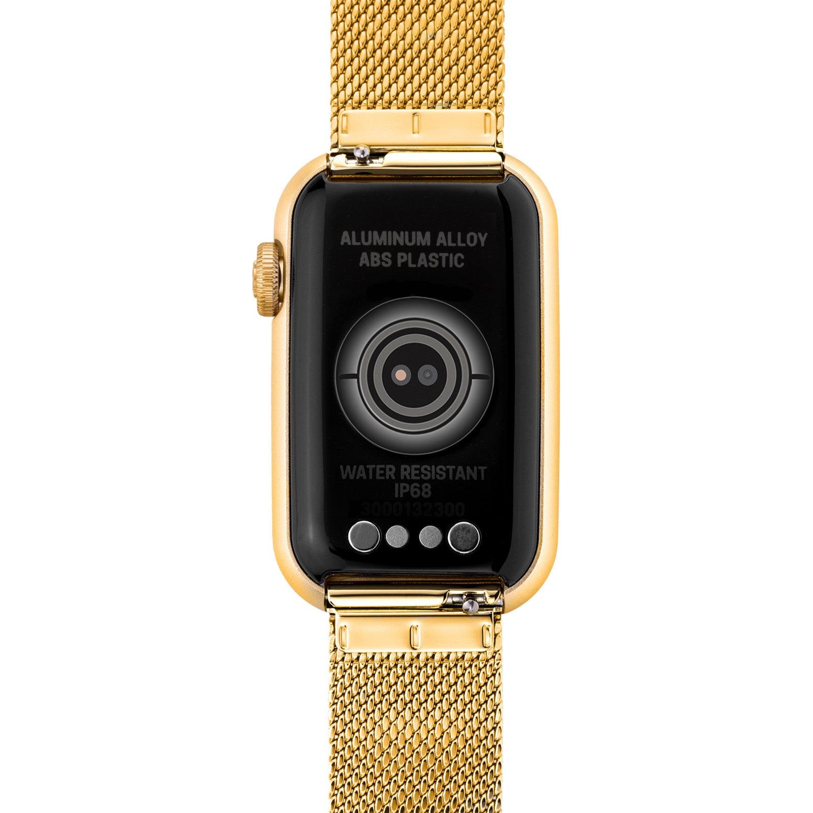 Reloj smartwatch TOUS T-Band Mesh con brazalete de acero inoxidable IPG dorado y caja de aluminio en color dorado.