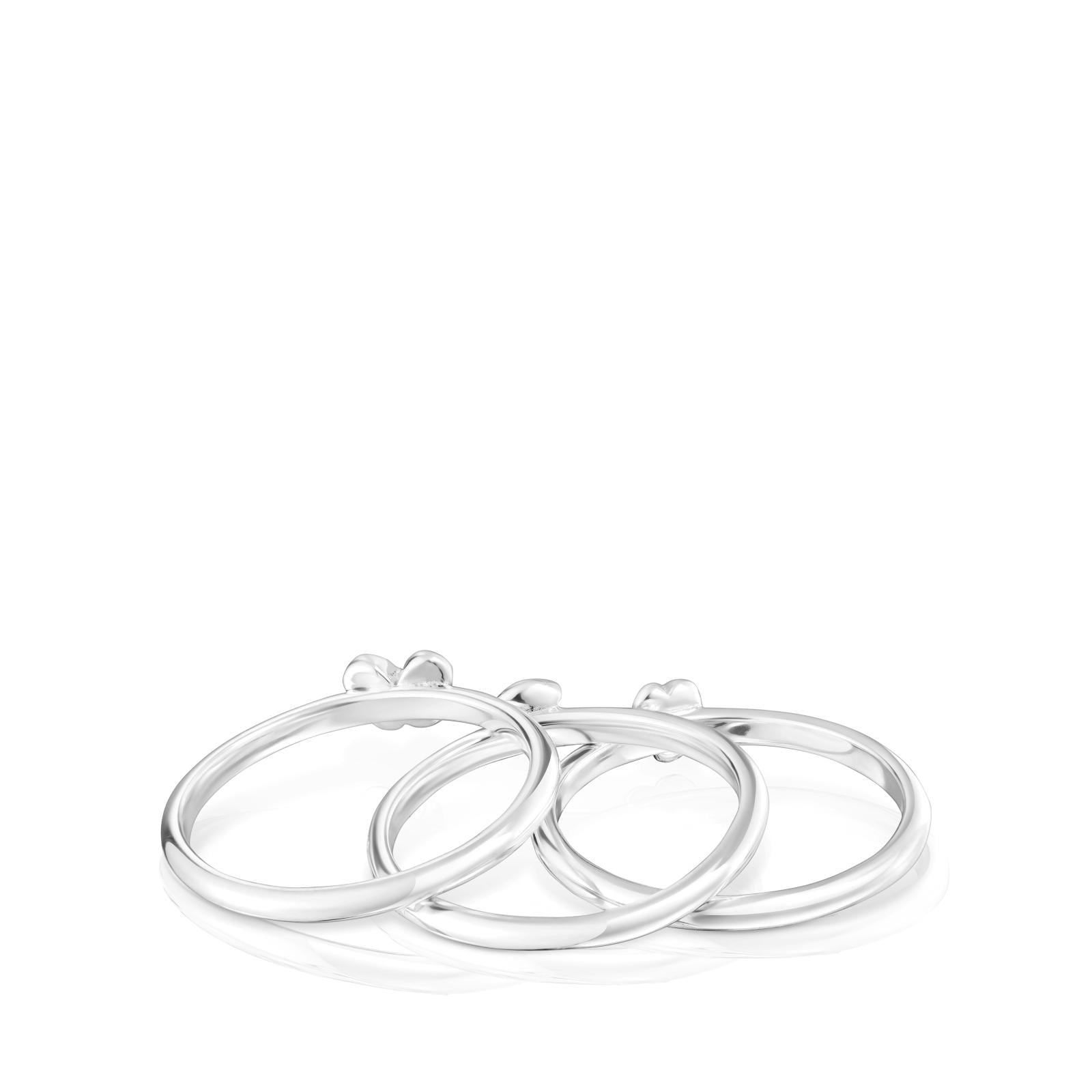 Pack de tres anillos de plata motivos Bold Motif