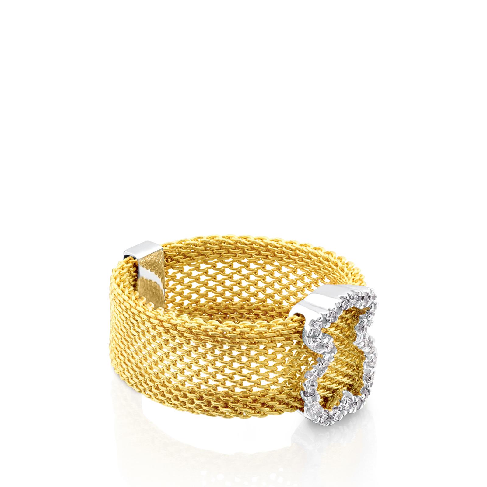 Anillo Mesh de Oro blanco con Diamantes