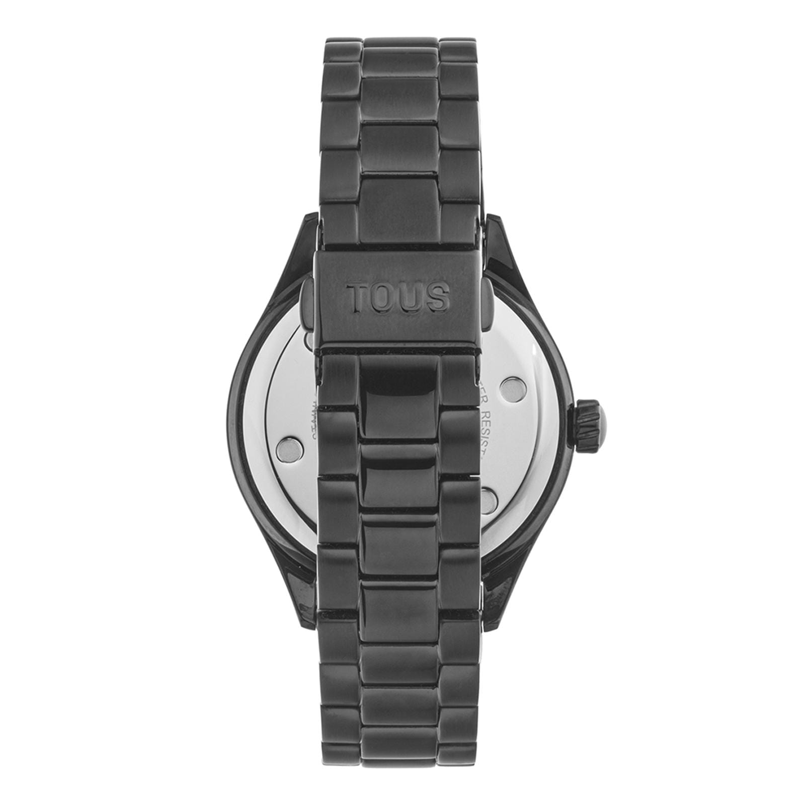 Reloj analógico con brazalete de acero IP negro y cristales T-Logo