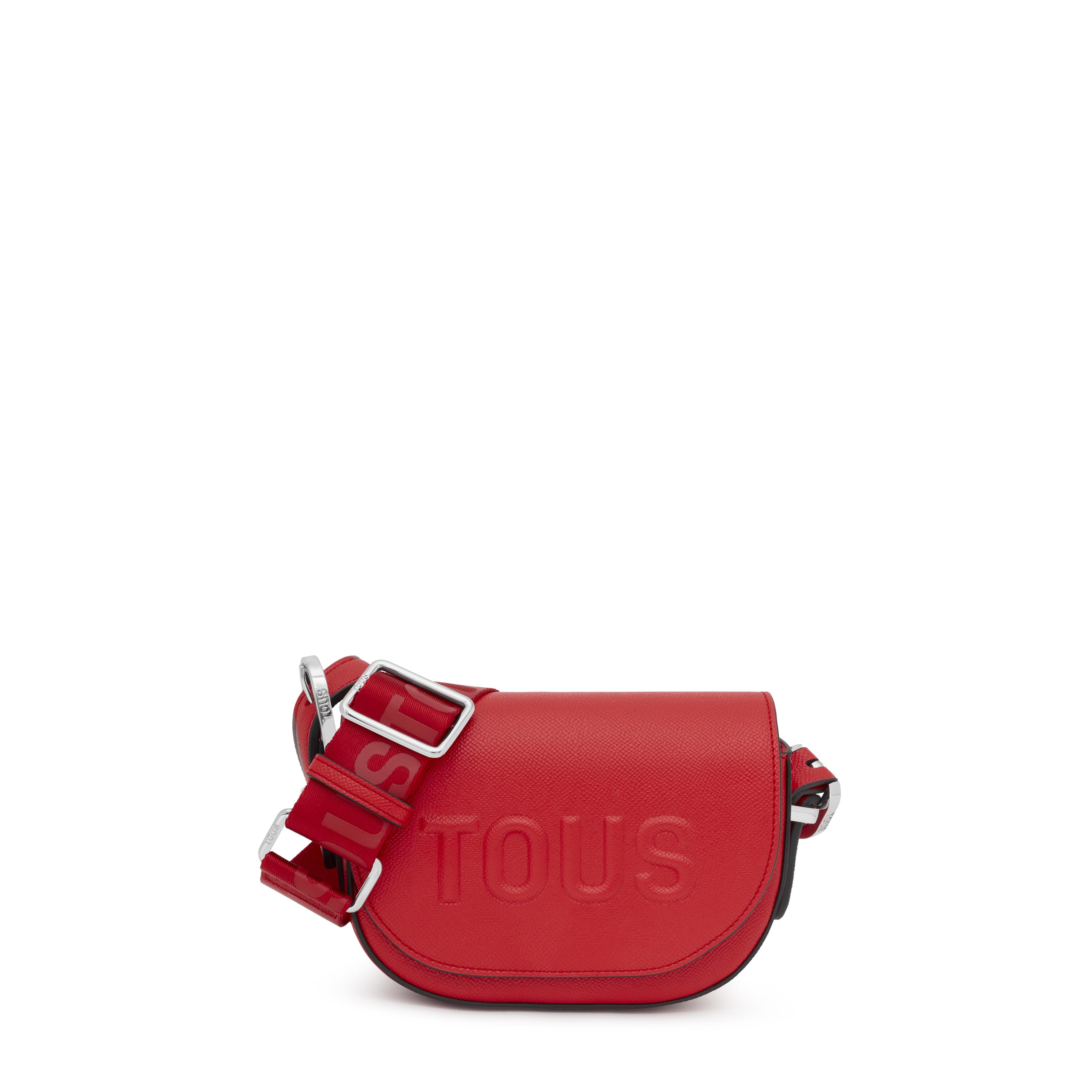 Bolso mini bandolera medialuna TOUS Brenda de poliuretano en color rojo