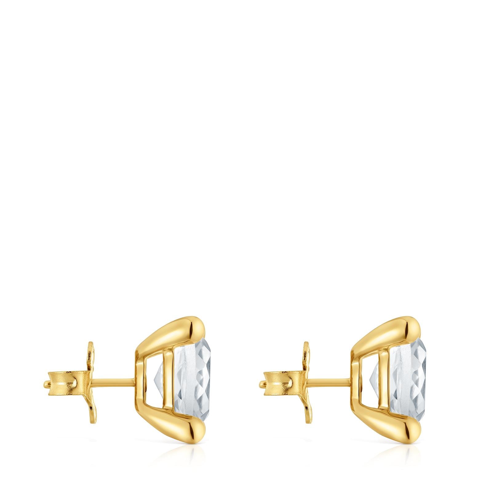 Pendientes con baño de oro 18 kt sobre plata y cuarzo cristal de roca Color White