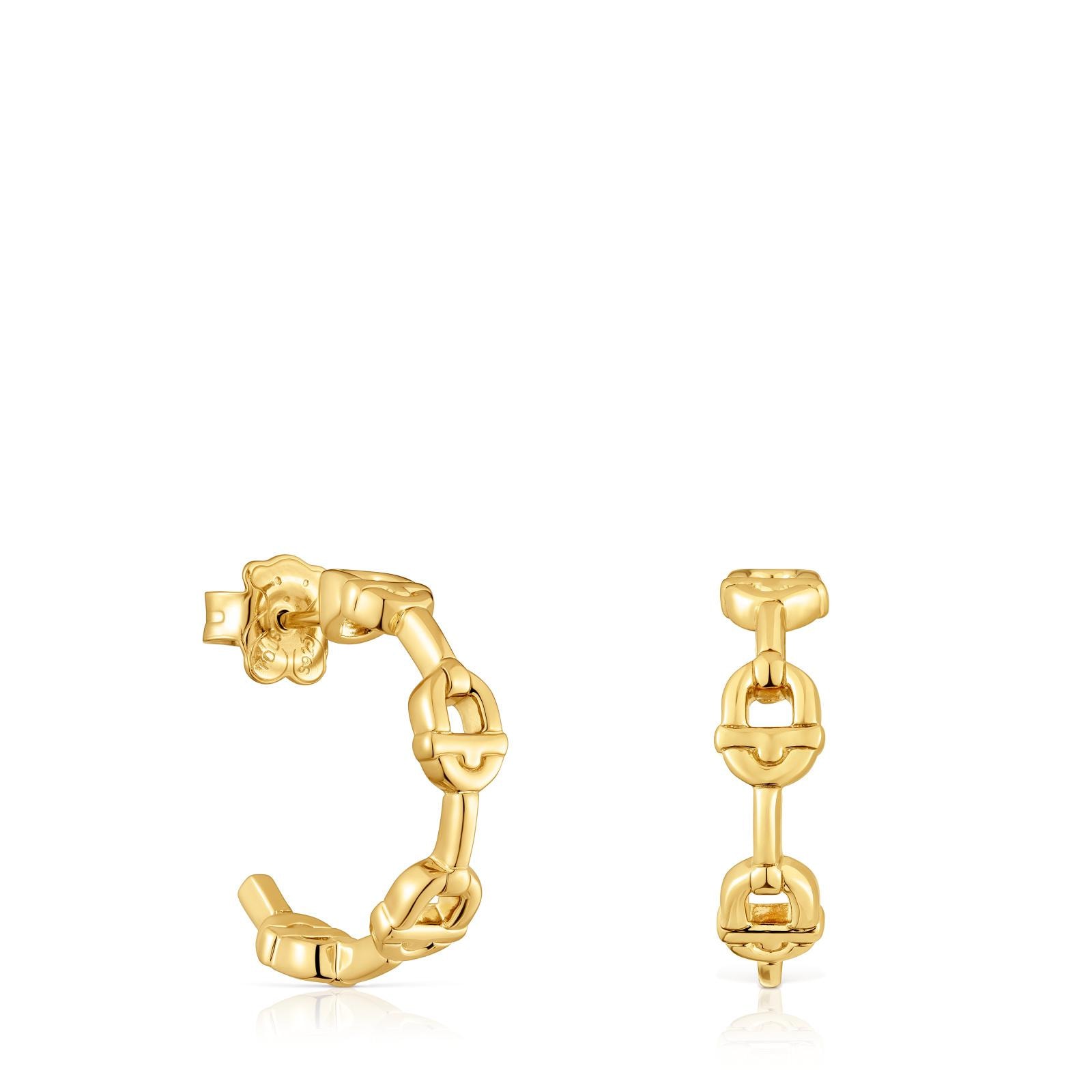 Pendientes de aro logo con baño de oro 18 kt sobre plata 17,4 mm TOUS MANIFESTO