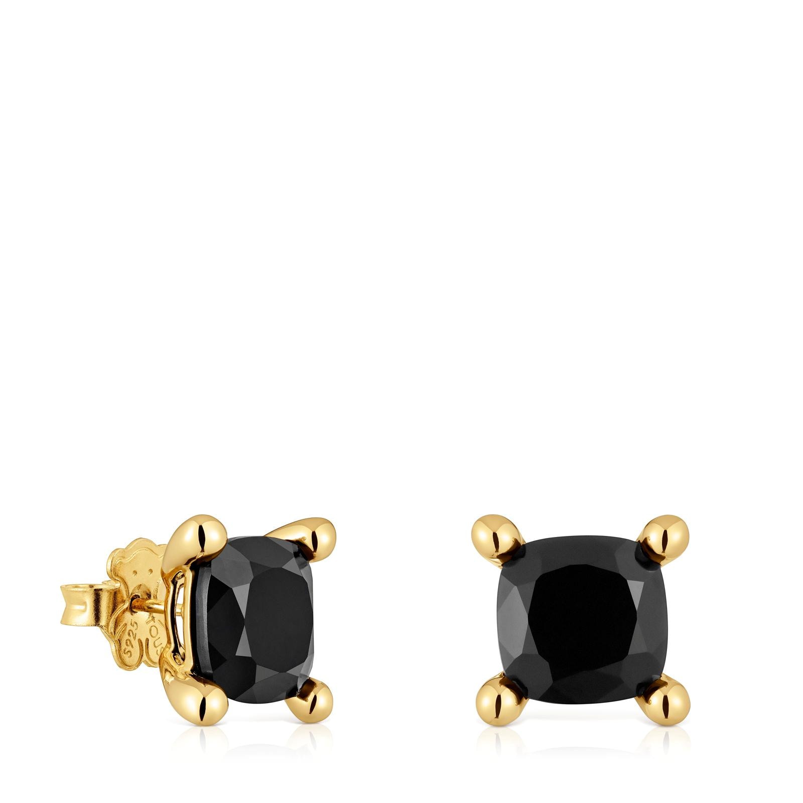 Pendientes con baño de oro 18 kt sobre plata y ónix Color Black