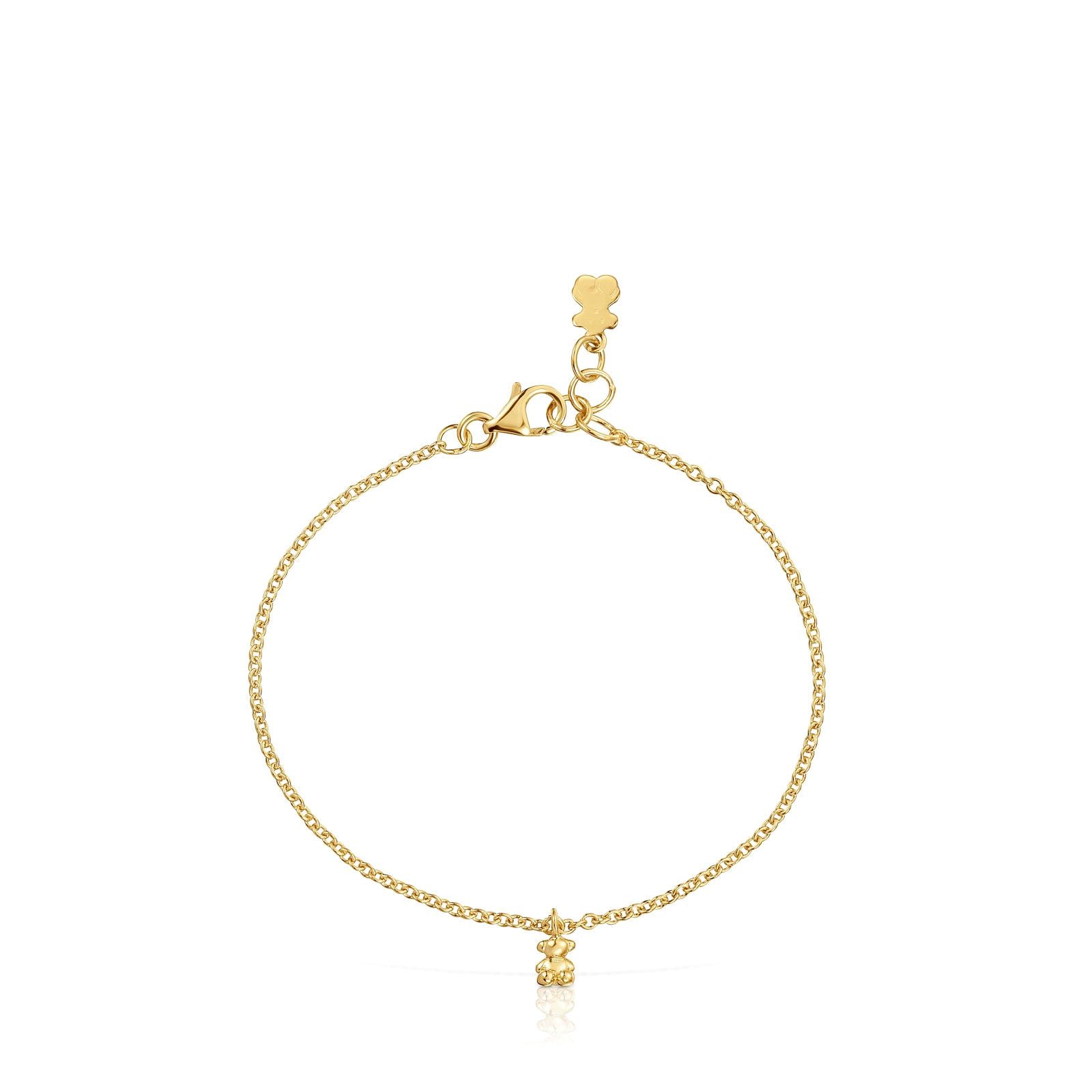 Pulsera cadena con baño de oro 18 kt sobre plata y anillas redondas Bold Bear