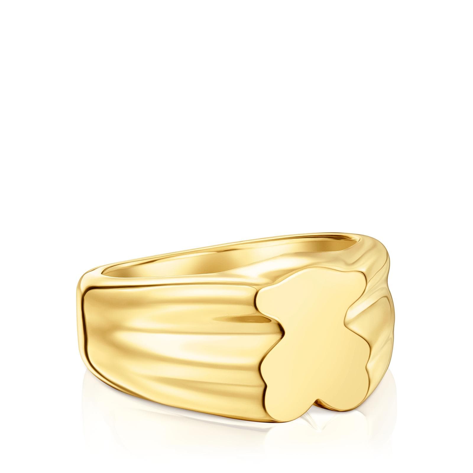 Anillo sello oso 10 mm con baño de oro 18 kt sobre plata Sweet Dolls