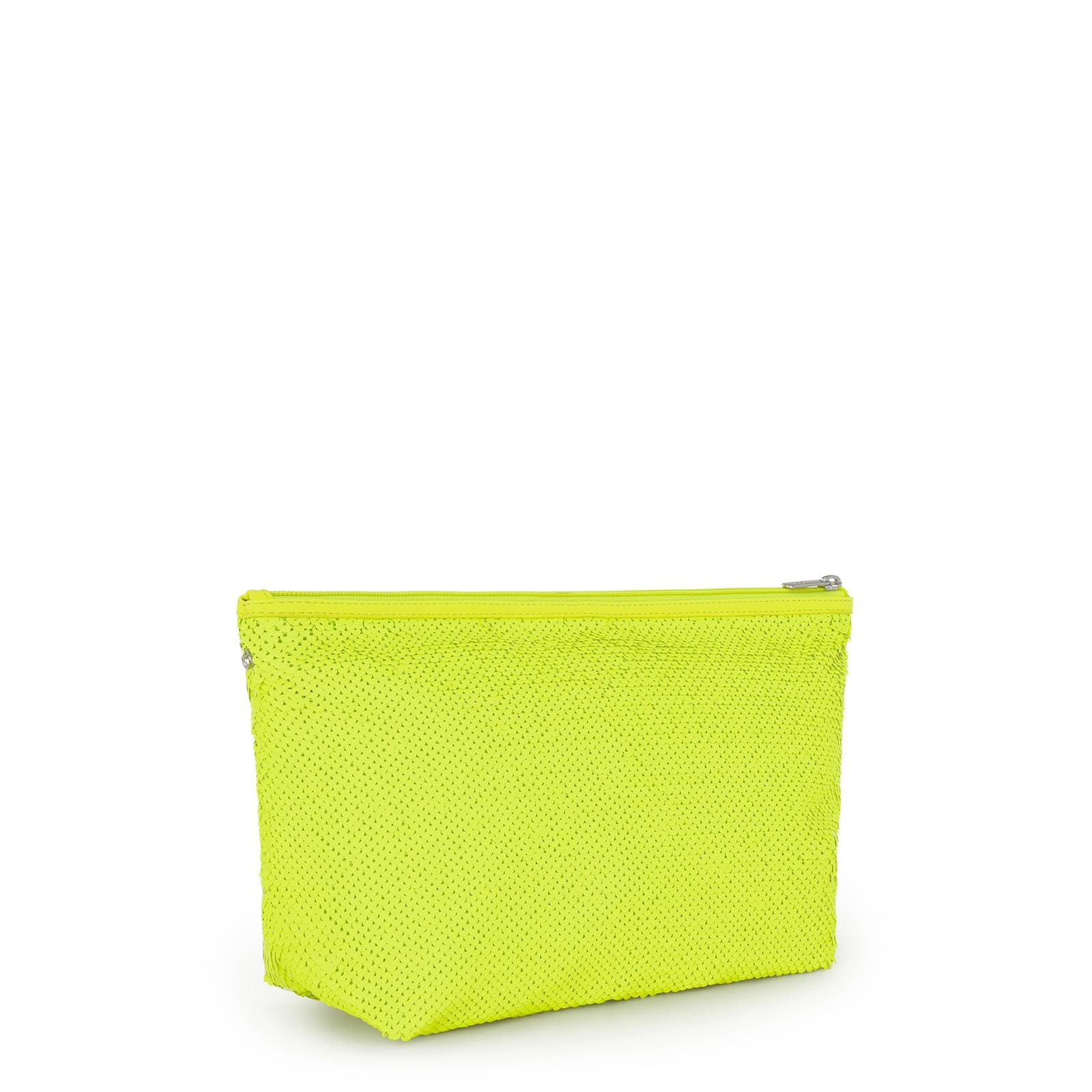 Bolsa Mediana Kaos Shock Sequins Amarillo Fluorescente