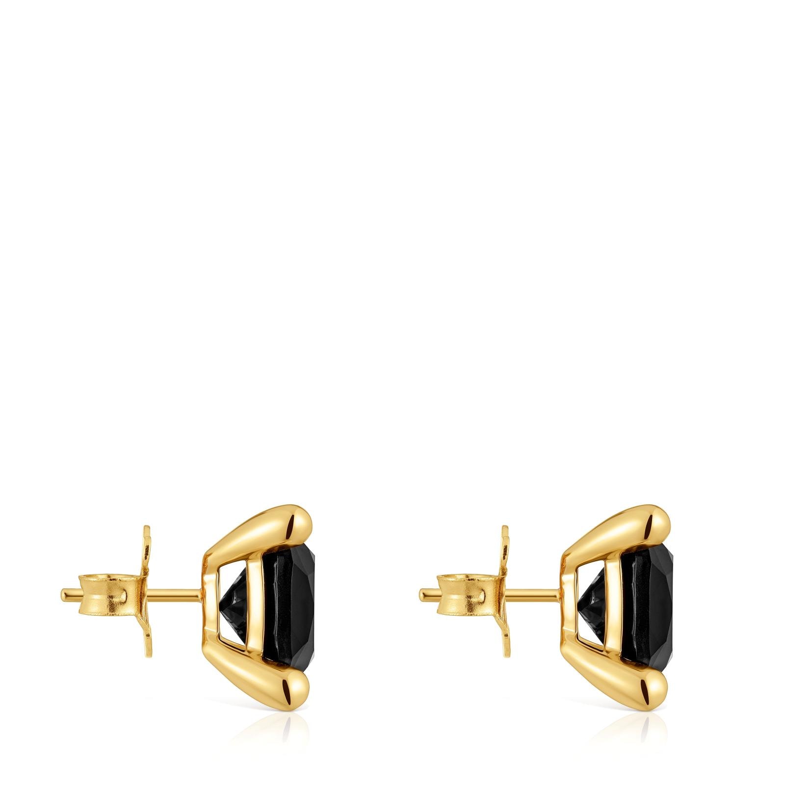 Pendientes con baño de oro 18 kt sobre plata y ónix Color Black