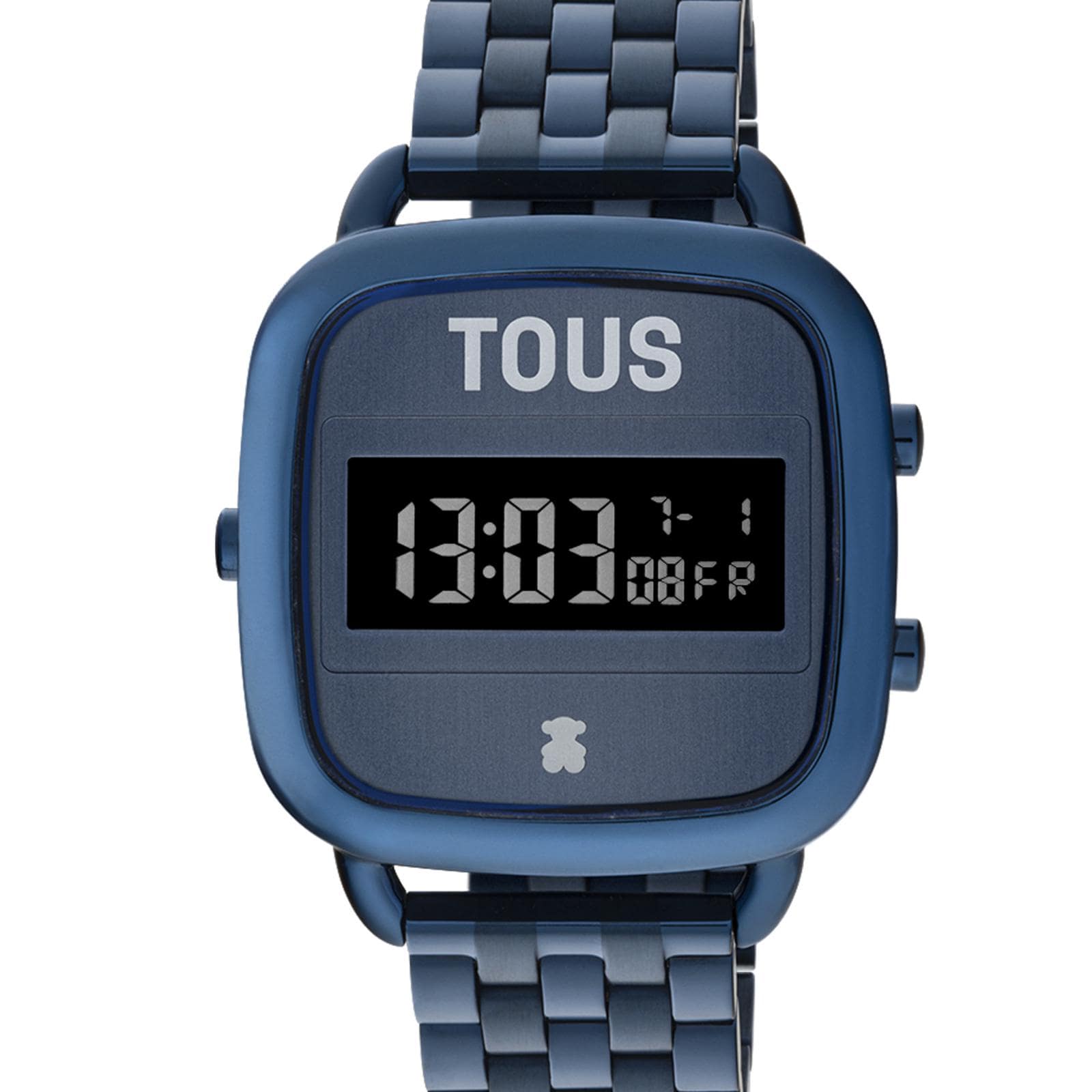 Reloj digital con brazalete de acero IP azul D-Logo