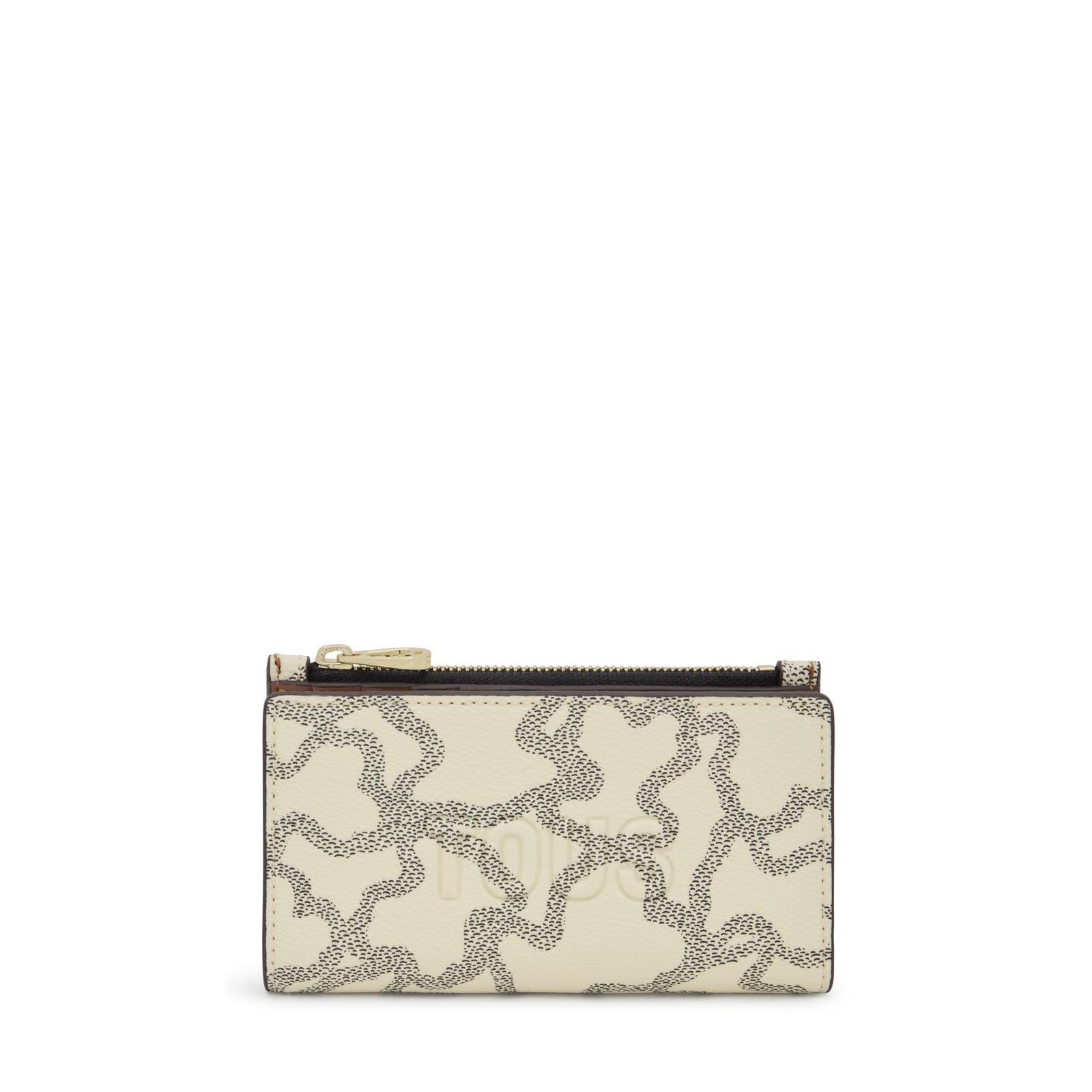 Cartera beige de lona con estampado Kaos Icon. 